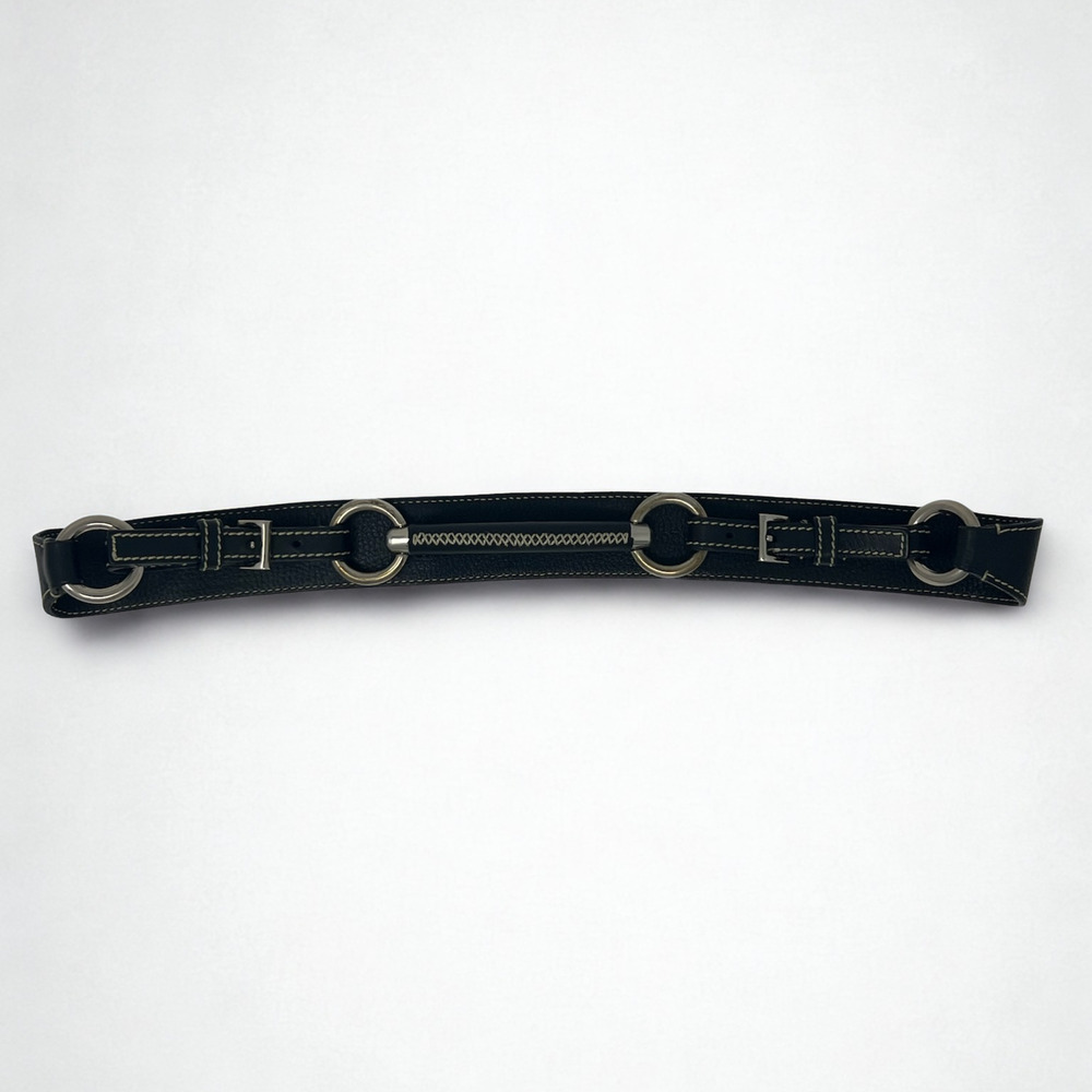 Prada 1990s Leather Belt with Silver Hardware · Only One Available